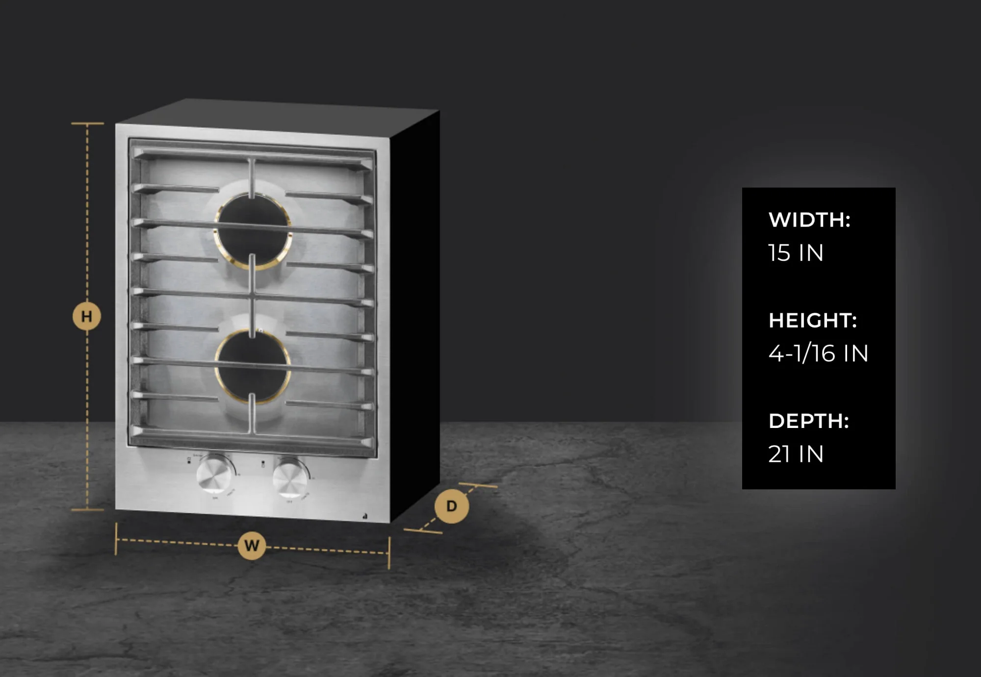 JennAir JGC3115GS 15" Single-Burner Gas Cooktop Specifications