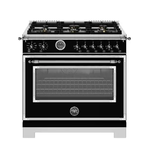 Bertazzoni HERT366DFSNET 36" Heritage Range - Dual fueltric self clean oven - 6 brass burners