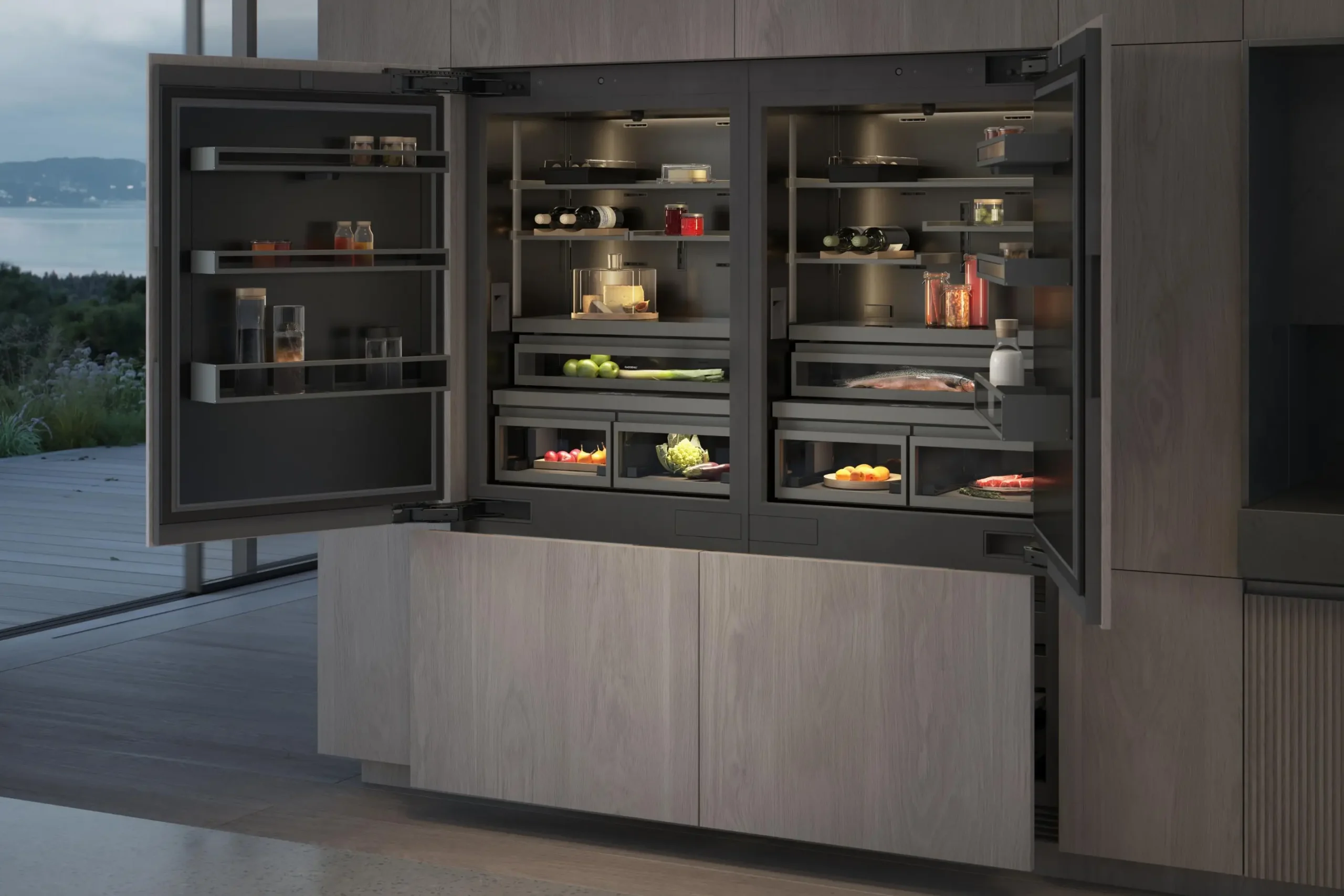 Gaggenau Built-in refrigerator integrated into luxury kitchen cabinetry
