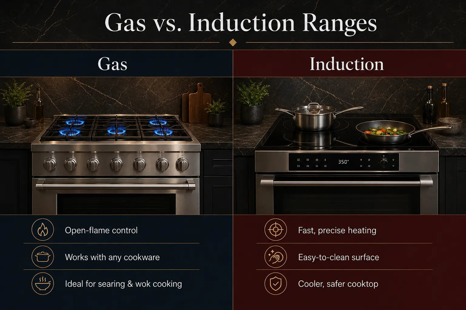 Gas vs. induction ranges side-by-side comparison