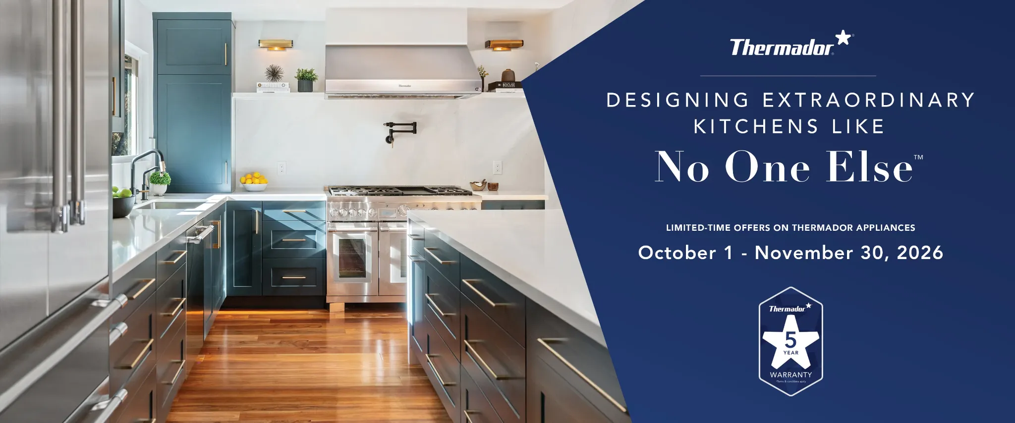 Thermador appliance promotion October 1 to November 30, 2026 with 5-year warranty